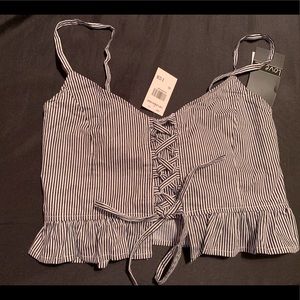 Dark navy blue and white crop top